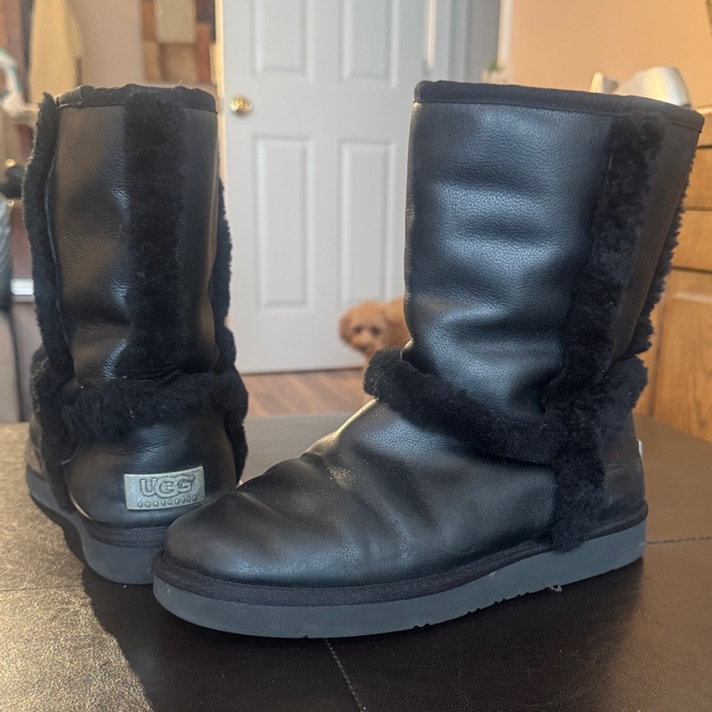 UGG Classic Black Leather Boots